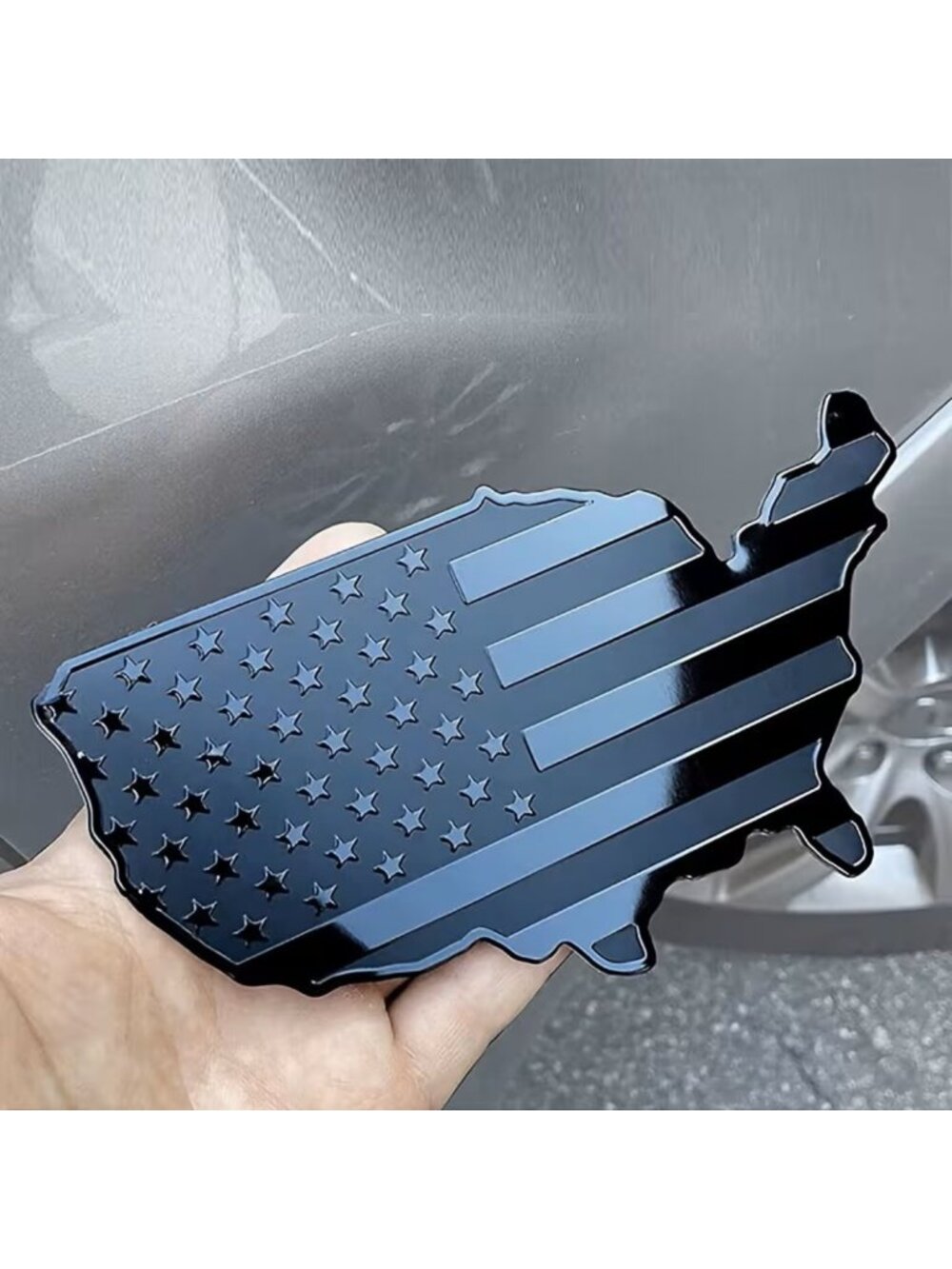 Black USA Flag Map Emblem Badge Decal Car Truck Jeep SUV Black American Sticker
